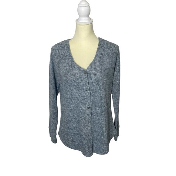 44 Degrees North Gray Waffle Knit V-Neck Lightweight Sweater Women's Size Small - Picture 1 of 14